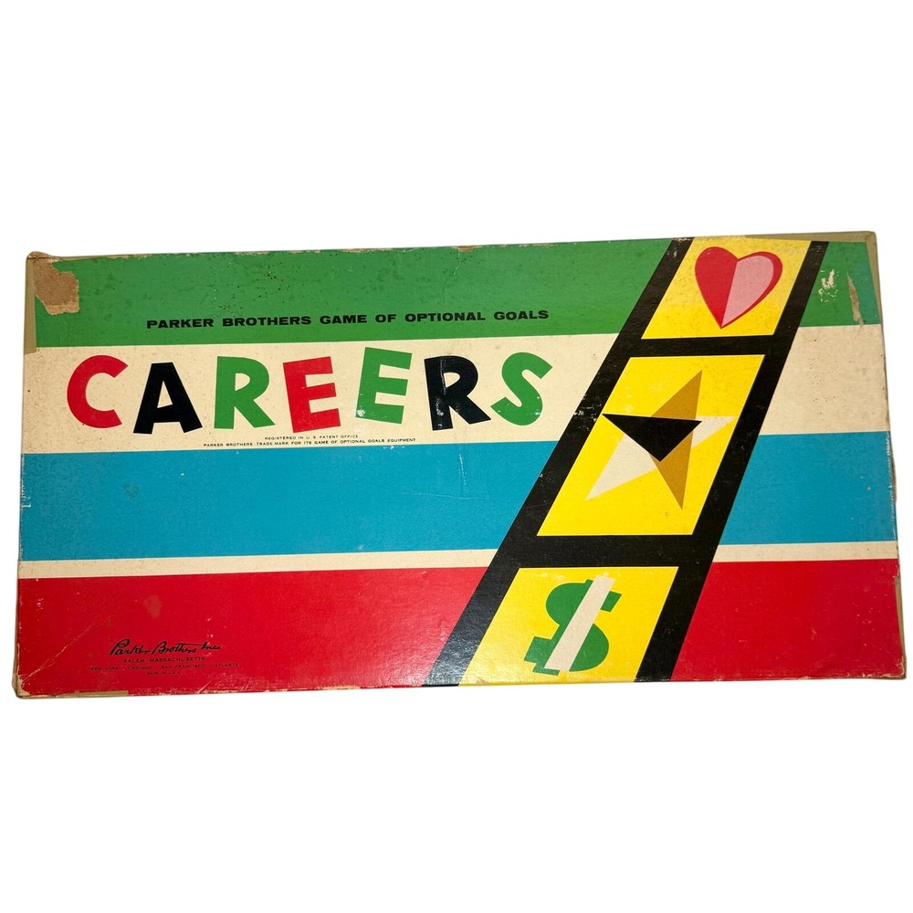Vintage 1958 Careers Board Game Parker Brothers Mid Century Retro Strategy *